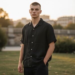 Banana Republic Black Casual Button Down Shirt